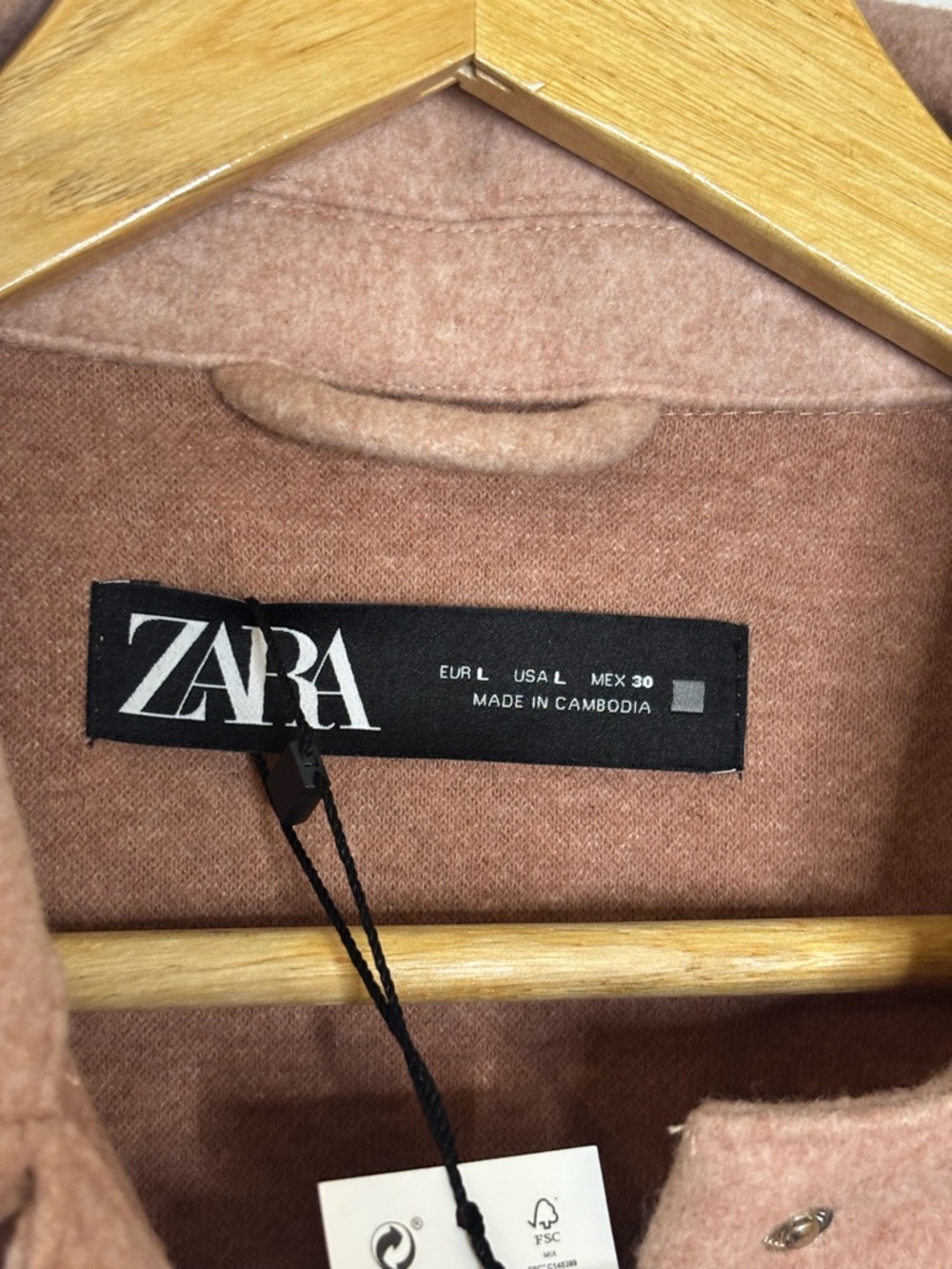 NWT Zara Shacket Jacket in Dusty Pink Oversized Fit - Picture 6 of 6